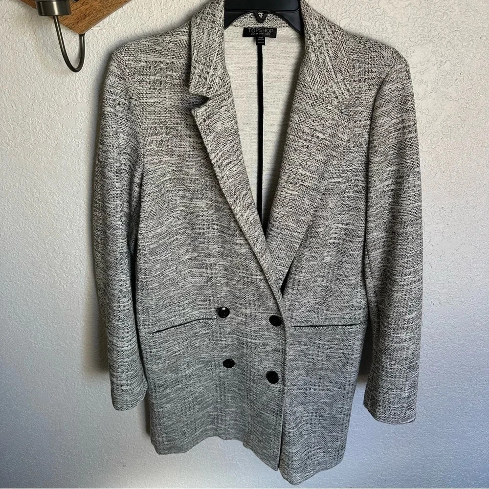 Topshop longline double breasted blazer knit jacket